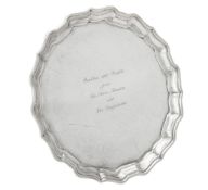 A Canadian silver coloured shaped circular salver by Henry Birks & Sons