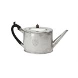 Y A George III silver straight sided oval tea pot by William Vincent