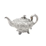 Y A Victorian silver lobed circular tea pot by William Hunter