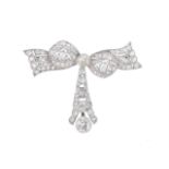 A mid 20th century diamond bow brooch