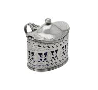 A George III silver oval mustard by Robert Hennell