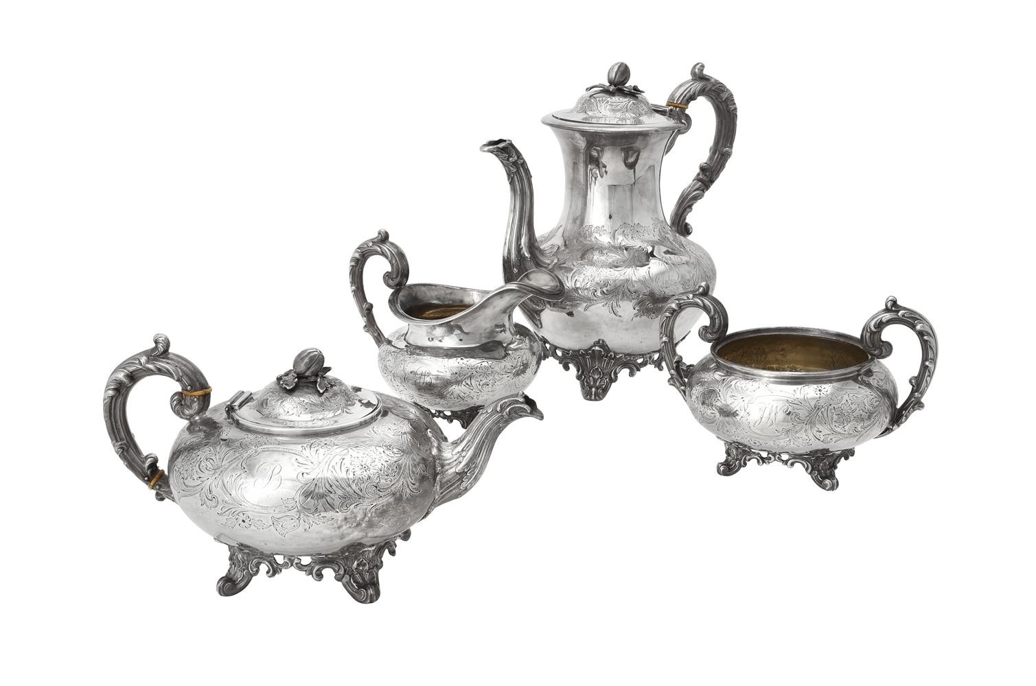 Y A Victorian silver baluster four piece tea set by Joseph & Albert Savory