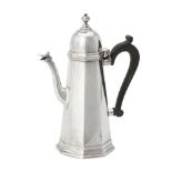 Y A silver octagonal tapering coffee pot by Goldsmiths & Silversmiths Co. Ltd.