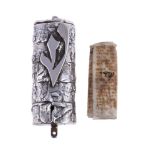 [Judaica] An Israeli silver coloured scroll case (Mezuzah) by Rachel Gera