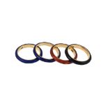 Four enamelled band rings