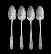 A set of three William IV Irish silver bright cut pointed Old English pattern table spoons by Christ