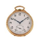 Marc Favre,18 carat gold open face keyless wind pocket watch