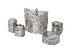 A Dutch silver oval tea caddy