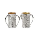 A pair of Italian silver beakers