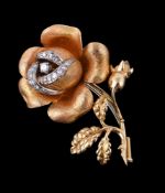 A second half of the 20th century American diamond rose brooch