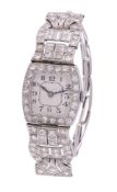 Unsigned,Lady's Art Deco platinum coloured and diamond cocktail watch