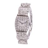 Unsigned,Lady's Art Deco platinum coloured and diamond cocktail watch