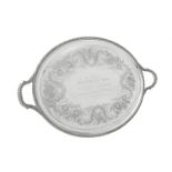 A Victorian silver twin handled oval tray by Elkington & Co. Ltd.