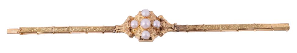 A mid Victorian and later half cultured pearl bracelet