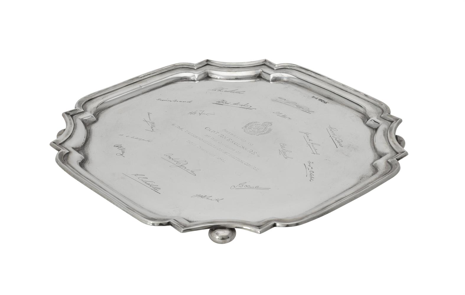 A silver shaped square salver by Walker & Hall - Image 2 of 2