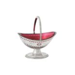 A George III silver oval swing handled basket by Solomon Hougham