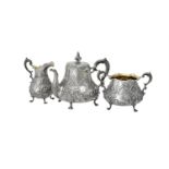 Y A Victorian silver three piece baluster tea set by Daniel & Charles Houle