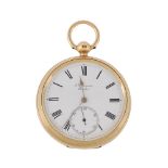 J. W. Benson,18 carat gold open face pocket watch