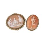 A mid Victorian shell cameo brooch