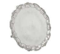 A silver shaped circular salver by James Dixon & Sons