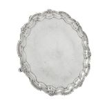 A silver shaped circular salver by James Dixon & Sons