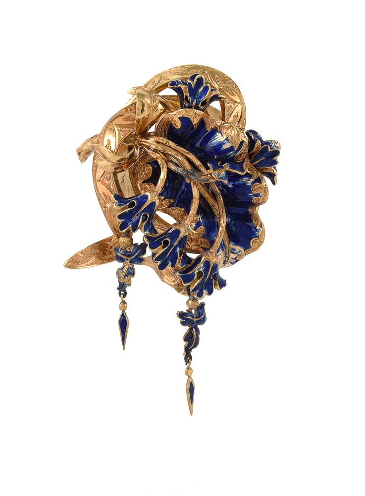 A continental blue enamelled brooch