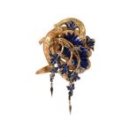 A continental blue enamelled brooch