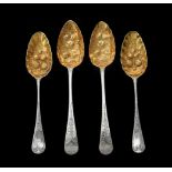 A pair of George IV silver Old English pattern dessert spoons by William Seaman