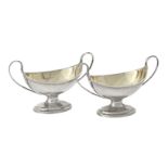 A pair of George III silver oval salts by Charles Chesterman II