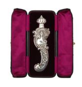 A cased Victorian silver mounted scent bottle by Horton & Allday