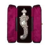 A cased Victorian silver mounted scent bottle by Horton & Allday