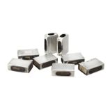 Eight silver rectangular matchbox holders