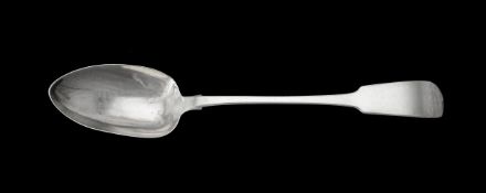 A George IV Irish silver fiddle pattern serving spoon by William Cummins