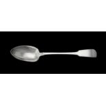 A George IV Irish silver fiddle pattern serving spoon by William Cummins