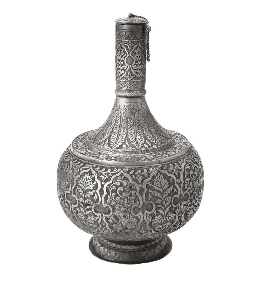 An Indian silver coloured rose water jug