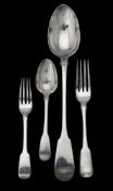 A collection of assorted silver fiddle pattern flatware