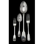 A collection of assorted silver fiddle pattern flatware