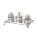 A George III silver rectangular inkstand by John Roberts & Co.