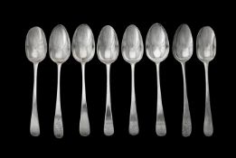 Four pairs of George III silver table spoons by Hester Bateman