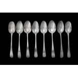 Four pairs of George III silver table spoons by Hester Bateman