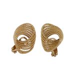 A pair of Italian gold coloured ropetwist ear clips