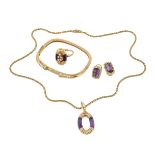 A Swiss amethyst and diamond jewellery suite by Furrer-Jacot