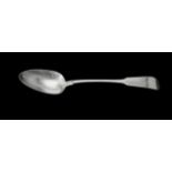 A George IV Irish silver fiddle pattern serving spoon by James Scott