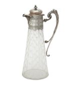 An Edwardian silver mounted etched glass claret jug by Walker & Hall