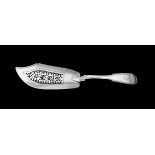 A William IV silver fiddle and thread pattern fish slice by William Theobalds