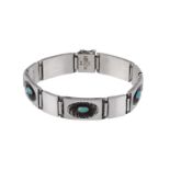 A silver and turquoise bracelet by Henry Pilstrup for Georg Jensen, circa 1940