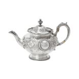 Y A Victorian silver circular tea pot