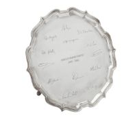 A silver shaped circular salver by C. J. Vander Ltd.