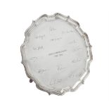 A silver shaped circular salver by C. J. Vander Ltd.