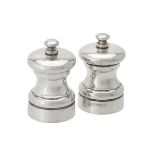 A pair of silver pepper grinders by Whitehill Silver & Plate Co.